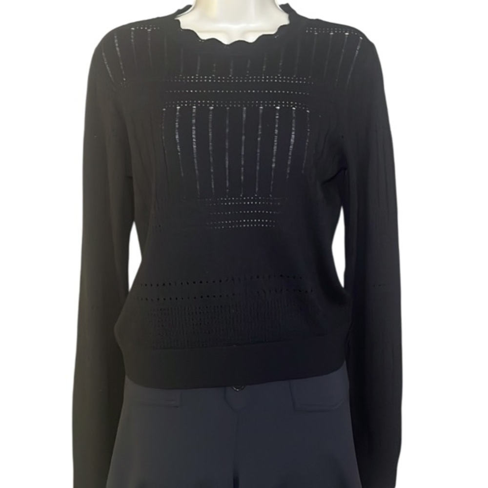 10 Crosby Derek Lam Eyelet Black Wool Cashmere Sweater Medium